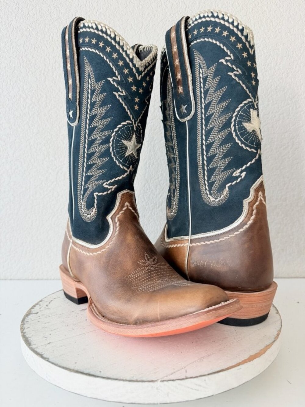 Lane Rodeo Houston Mens Cowboy Boots Brown Leather Western Blunt Toe Size 10D